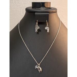 Navajo Kokopelli Sterling 18" Necklace & Earring Set